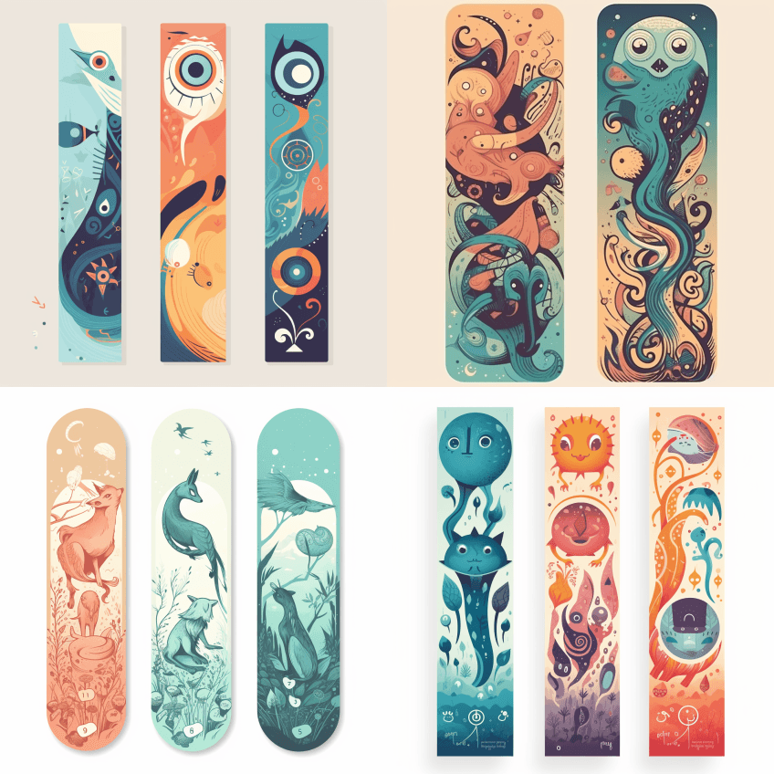 书签，插图，终极飞盘，拟人化的生物，灵感 - Midjourney Prompt