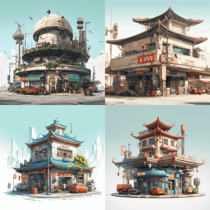 加油站形象，白色背景，社交媒体艺术风格， - Midjourney Prompt