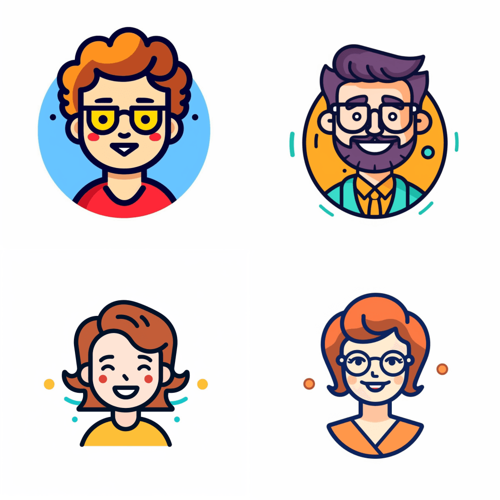 老师，现代线条图标，向量线条艺术，可爱的 - Midjourney Prompt