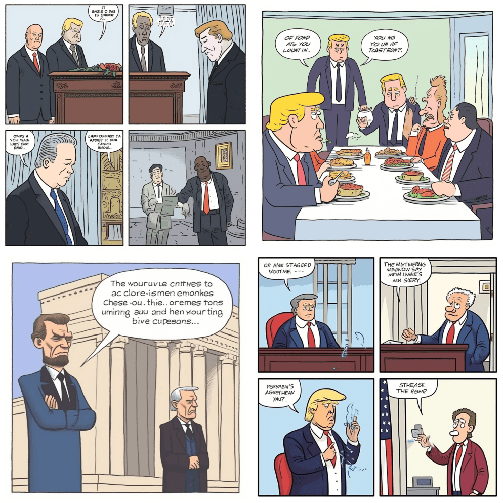 关于美国总统的滑稽漫画 - Midjourney Prompt