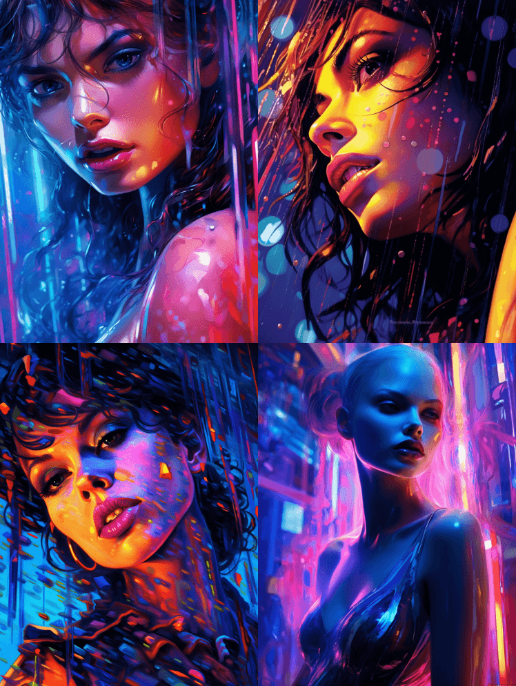 超现实主义特写场景，一个时尚的女孩在一个 - Midjourney Prompt