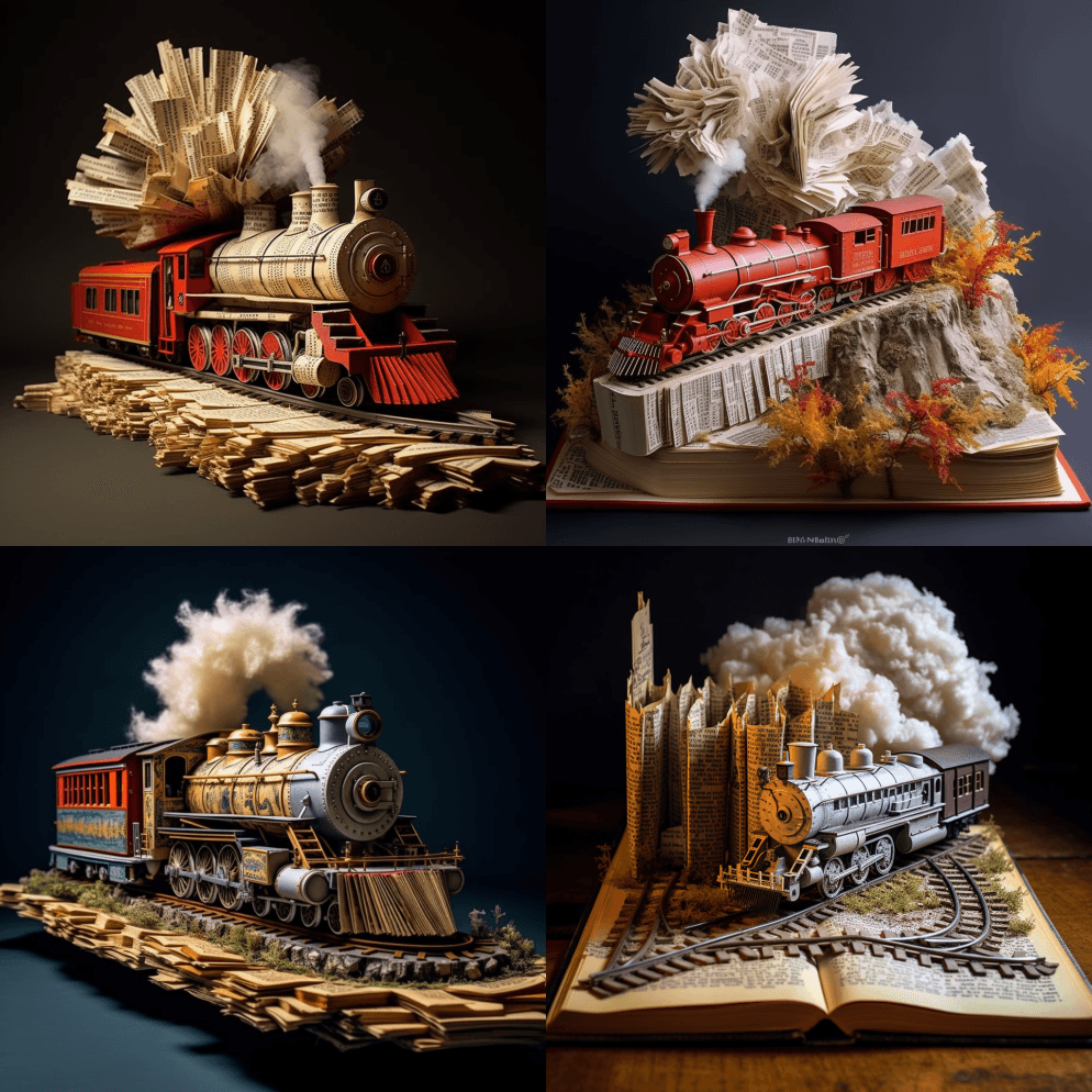 打开一本旧书，从这本书的每一页都是纸制的 - Midjourney Prompt