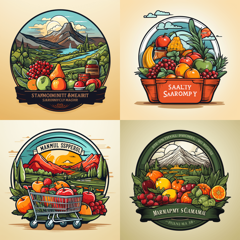 超市标志设计，简约设计，向量，线条 - Midjourney Prompt