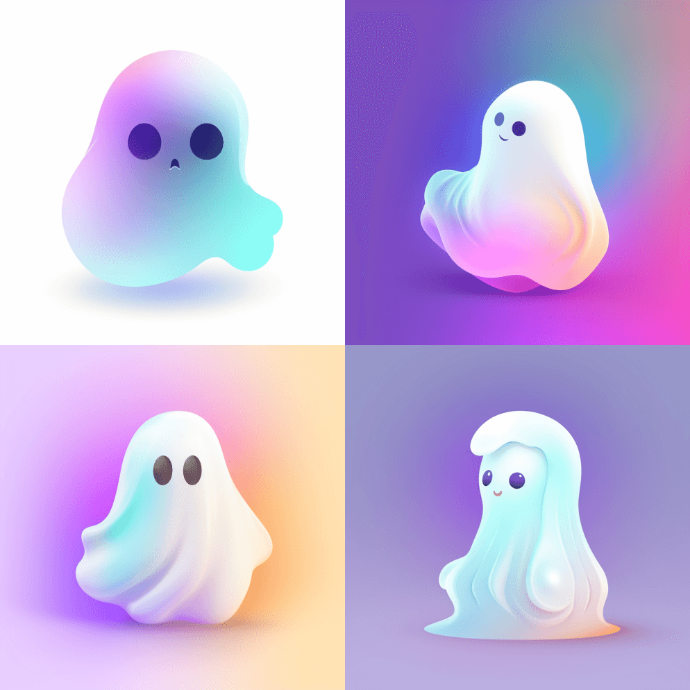 微妙的标志，白色的幽灵，可爱，神奇，微妙 - Midjourney Prompt