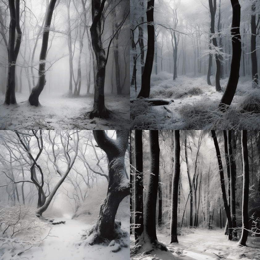 宁静、简约、禅宗灵感、海报般的单色白色： - Midjourney Prompt