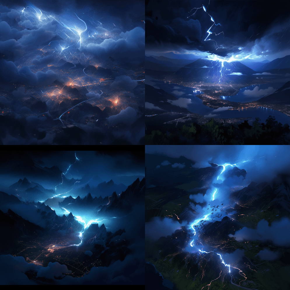 夜景，空中景观，国家地理风景照片，获奖概 - Midjourney Prompt