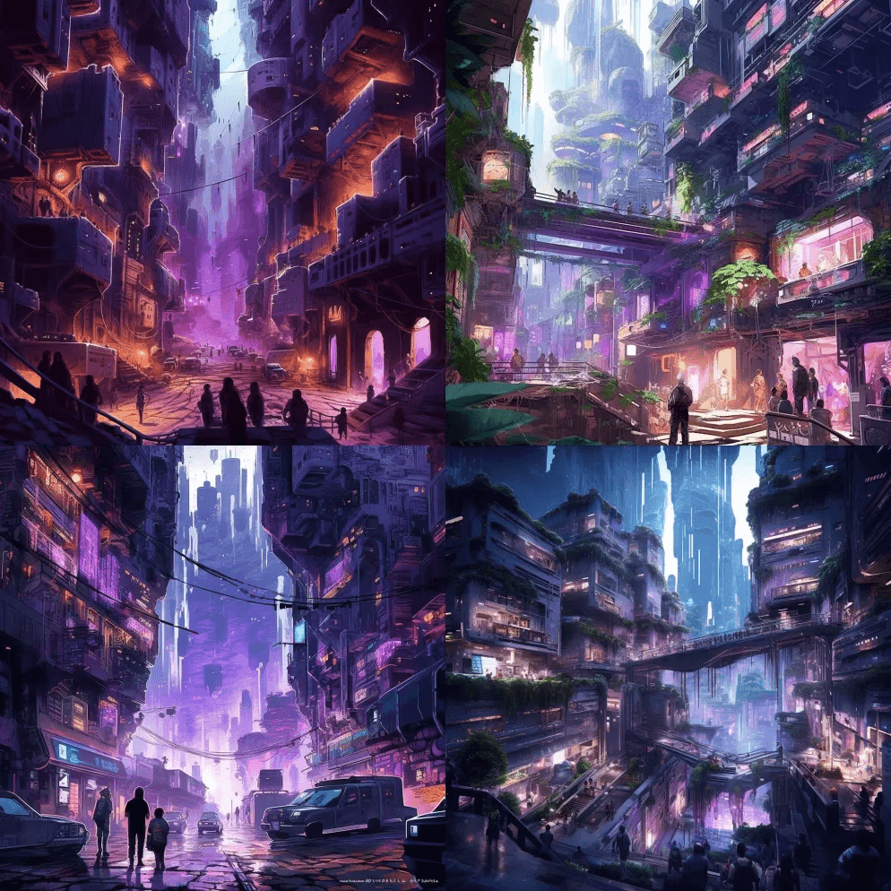 数字黑暗科幻赛博朋克插图一个地下超大城市 - Midjourney Prompt