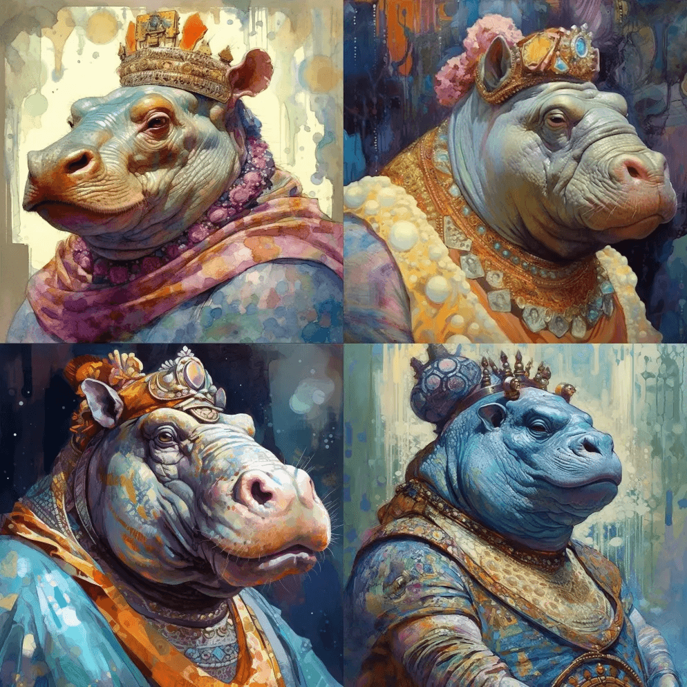 一幅古老的共和国女性河马女皇的肖像，以弗 - Midjourney Prompt