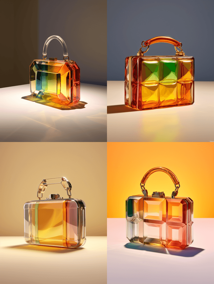 一个五颜六色的长方形钱包放在一张轻桌前， - Midjourney Prompt