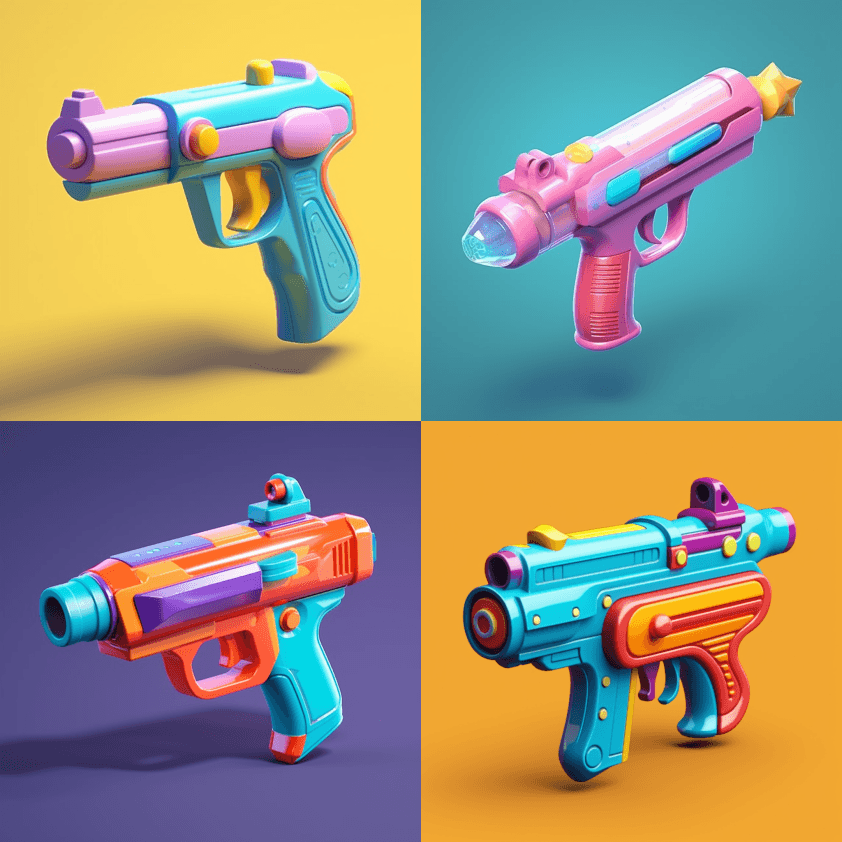 切片水枪的3D渲染，图标设计，UI，Ma - Midjourney Prompt