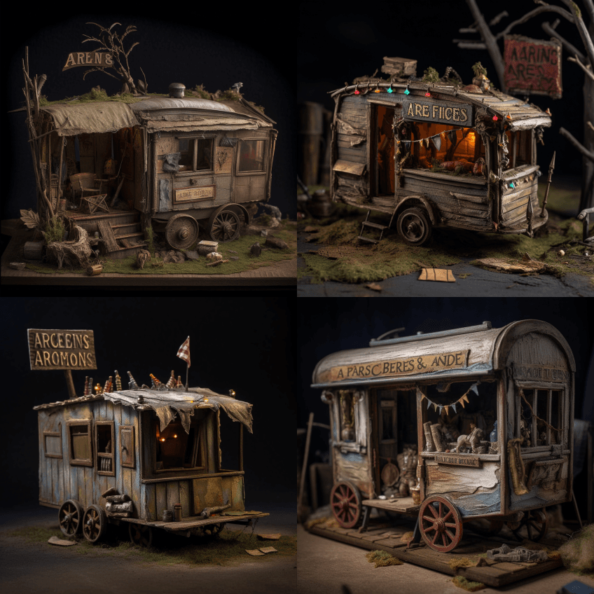 由安迪·阿克尔斯制作的一辆废弃马戏团大篷 - Midjourney Prompt