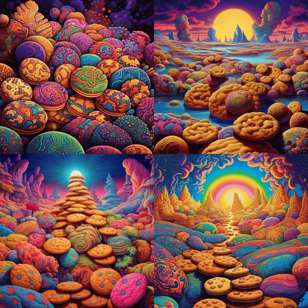 一打饼干，无限的，超现实的，不可思议的， - Midjourney Prompt