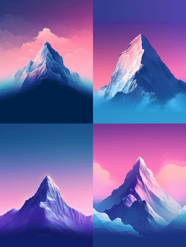 一个令人惊叹的极简主义背景，一个单一的山 - Midjourney Prompt