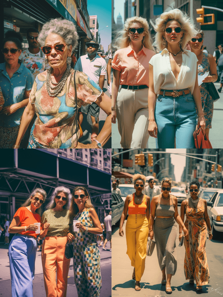 疯狂的随机街头摄影，拍摄纽约90年代炎热 - Midjourney Prompt