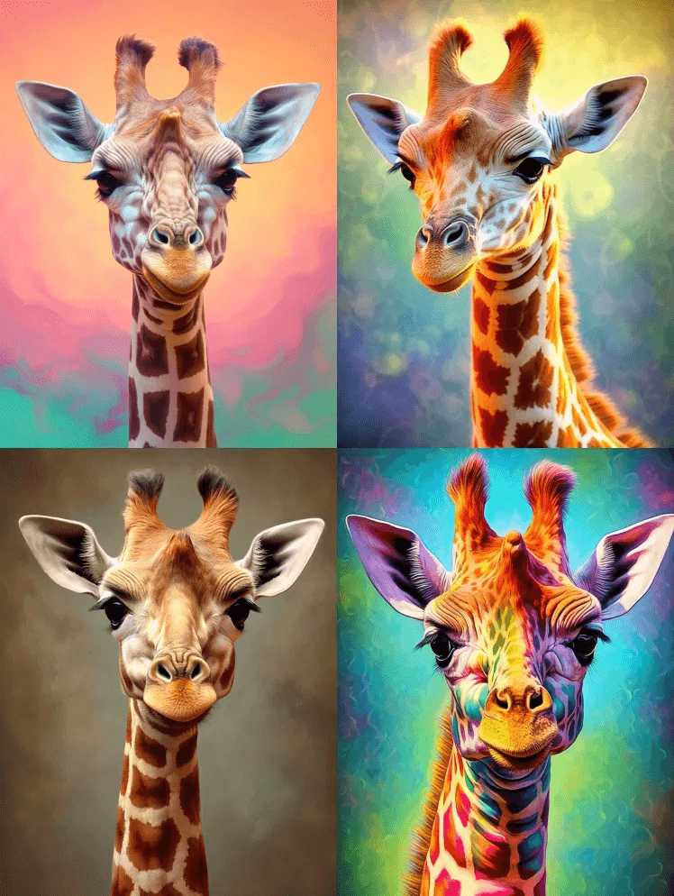 长颈鹿、赤壁和真实感的杰作，写实的摄影， - Midjourney Prompt