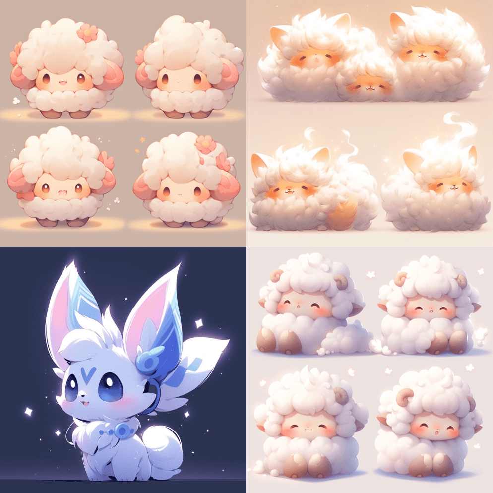 3D插图卡通图标毛茸茸的动物造型滑稽可爱 - Midjourney Prompt