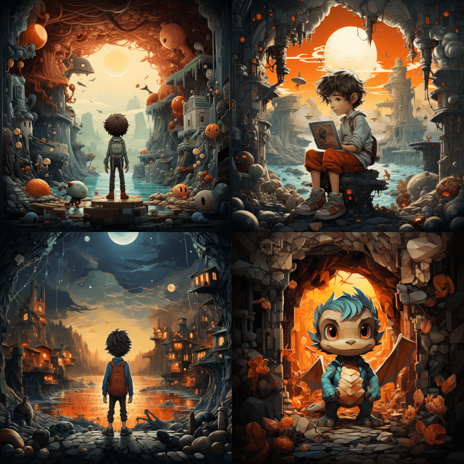 一幅装框的印刷品，上面有一个人在岩石上， - Midjourney Prompt