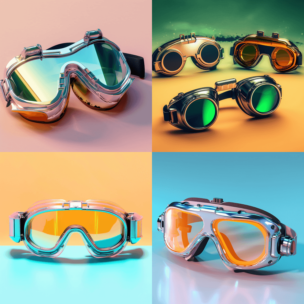 各种未来主义护目镜,自然色彩,极简主义, - Midjourney Prompt
