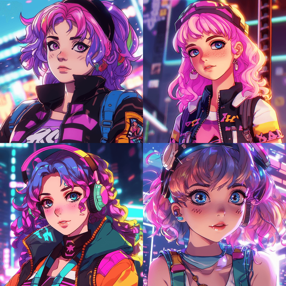 一个可爱女孩的截图，20世纪20年代动漫 - Midjourney Prompt