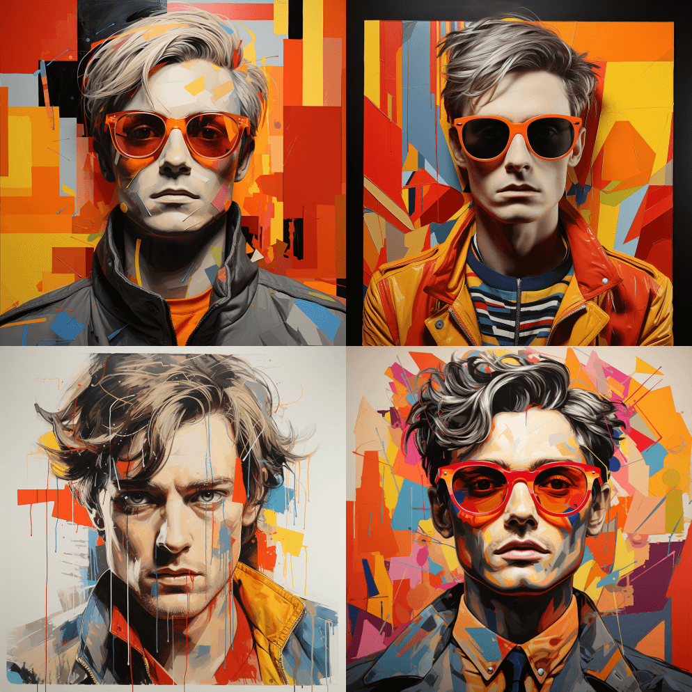 波普艺术肖像，半身，五颜六色，图形，上午 - Midjourney Prompt