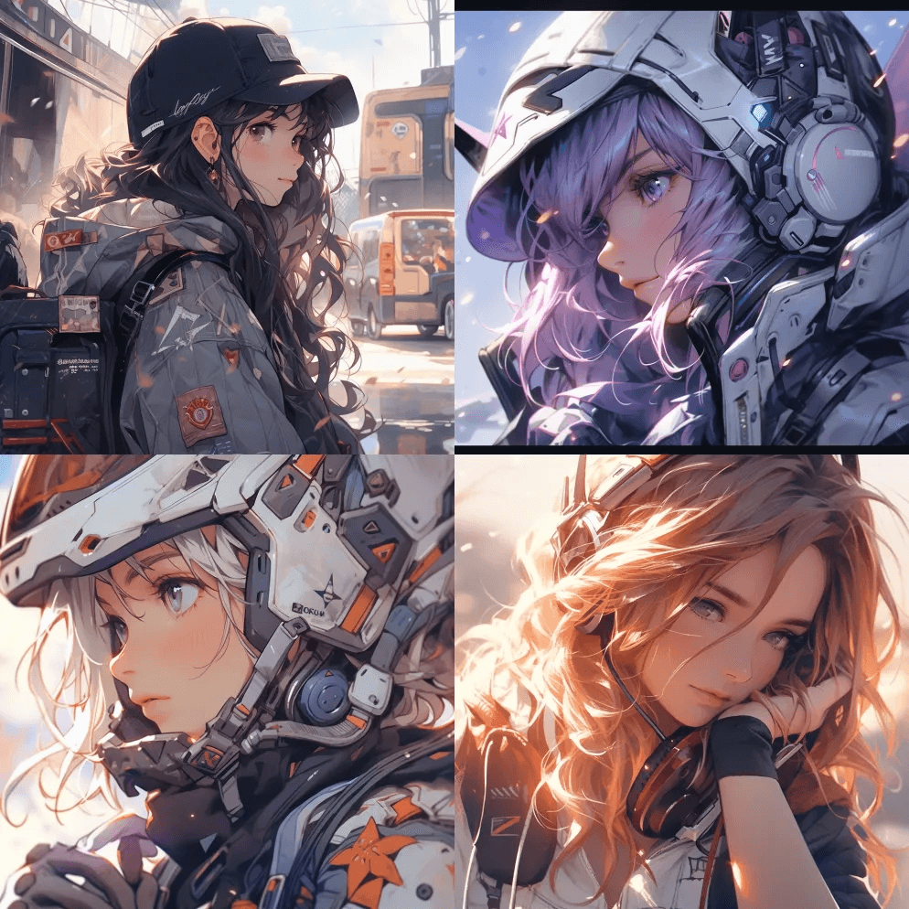 这是一幅科幻控制论士兵的肖像，背景是繁华 - Midjourney Prompt