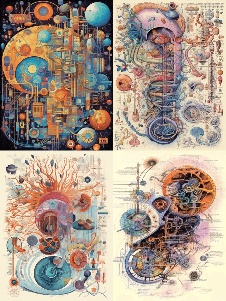 对合成生物学、遗传部分、细胞和数据图表的 - Midjourney Prompt