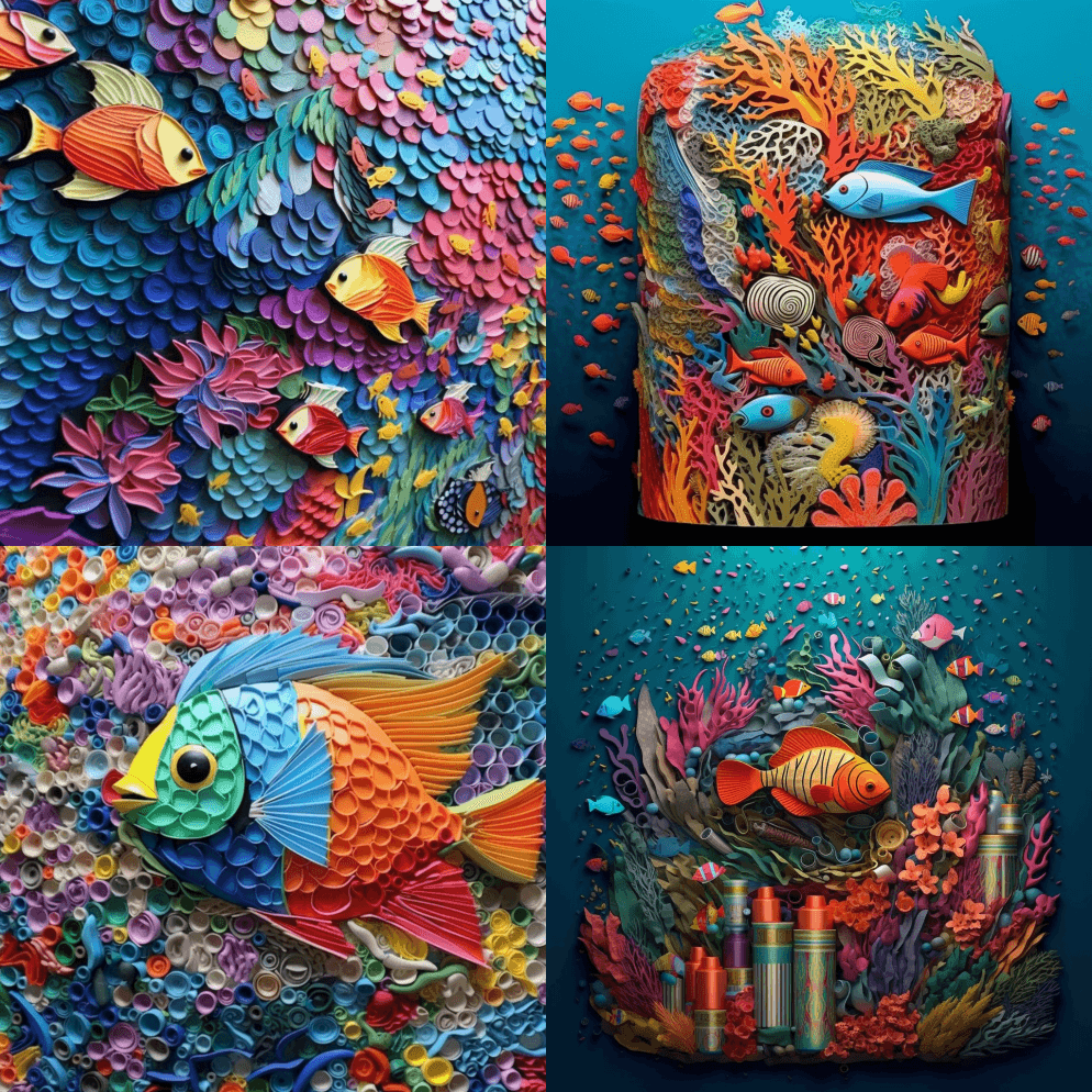 美丽的马赛克精致艺术品由100%回收的发 - Midjourney Prompt