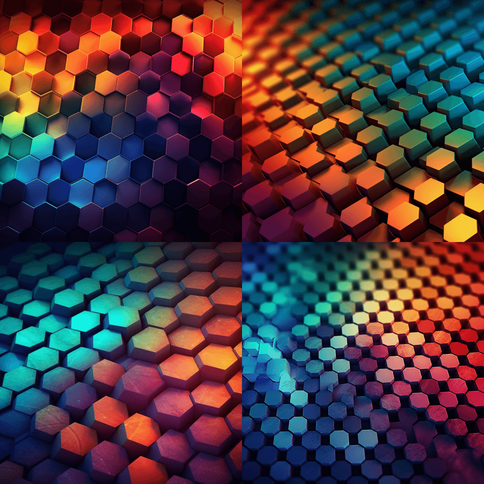倾斜移位无缝六角形图案背景渐变 - Midjourney Prompt