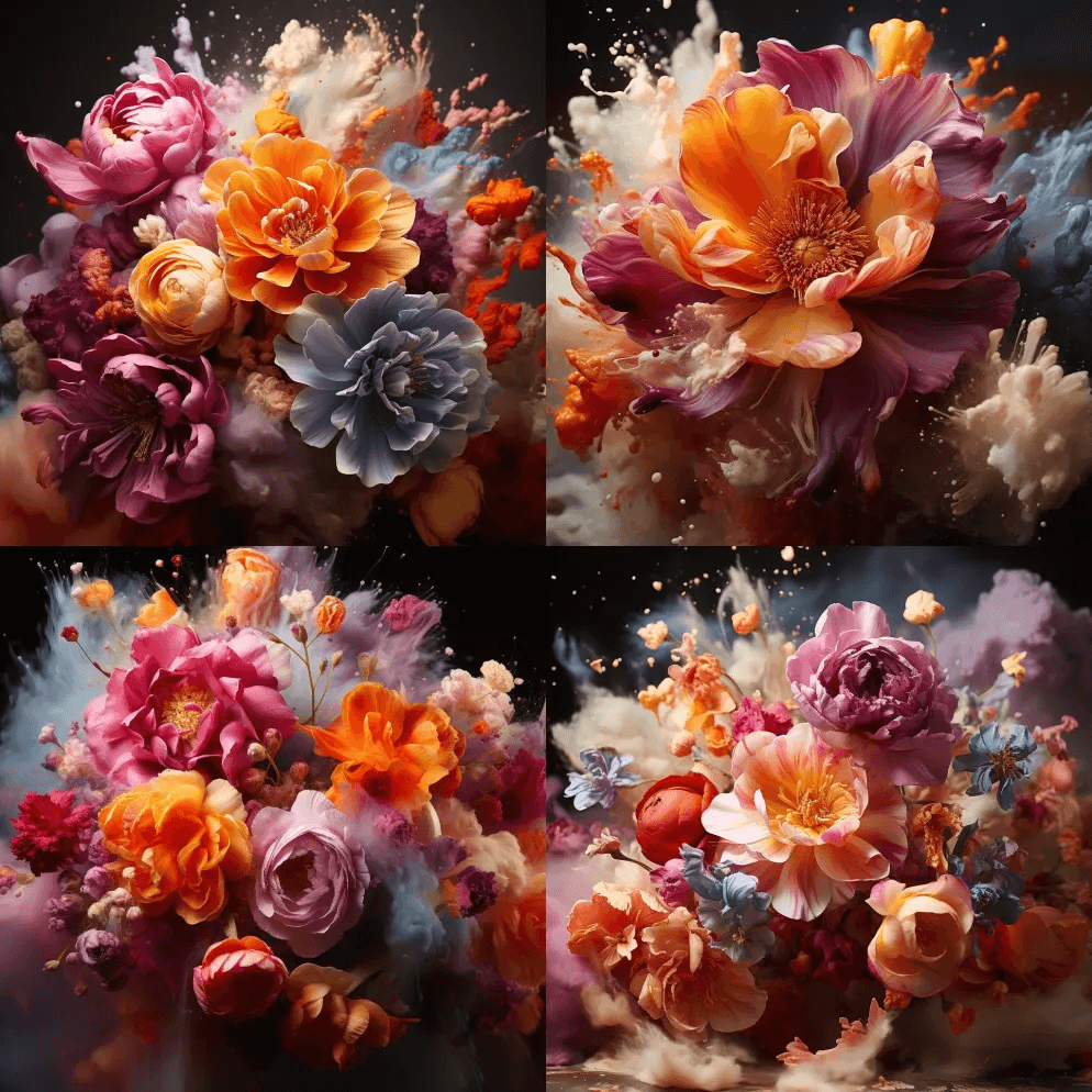 国家地理花卉照片，色彩爆炸，史诗般的花朵 - Midjourney Prompt