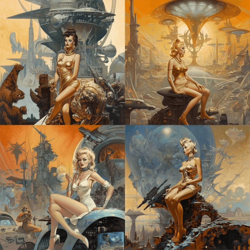 20世纪50年代复古未来主义科幻装饰艺术 - Midjourney Prompt