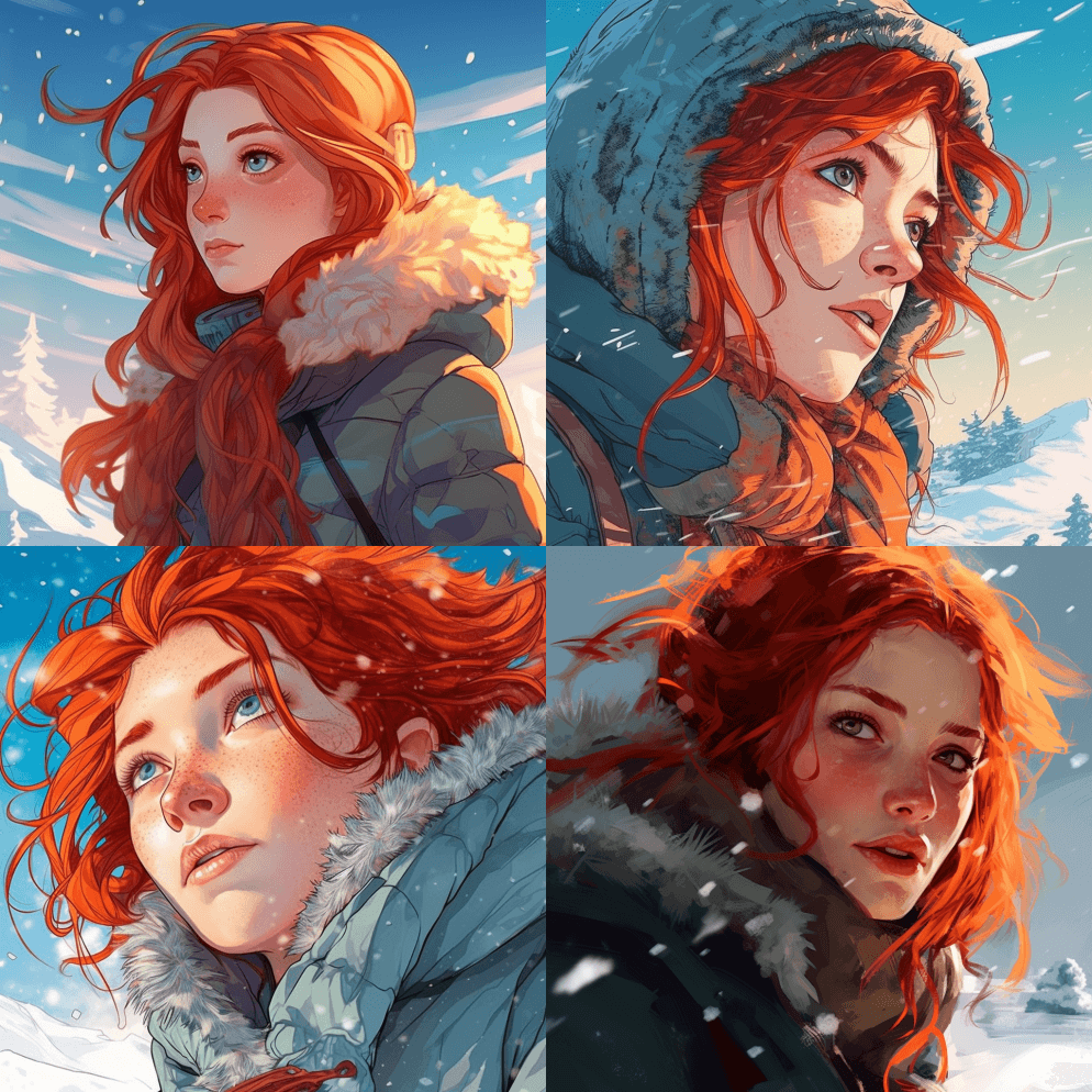 大提琴阴影的风景，厚厚的线条，冰冻的，暴 - Midjourney Prompt