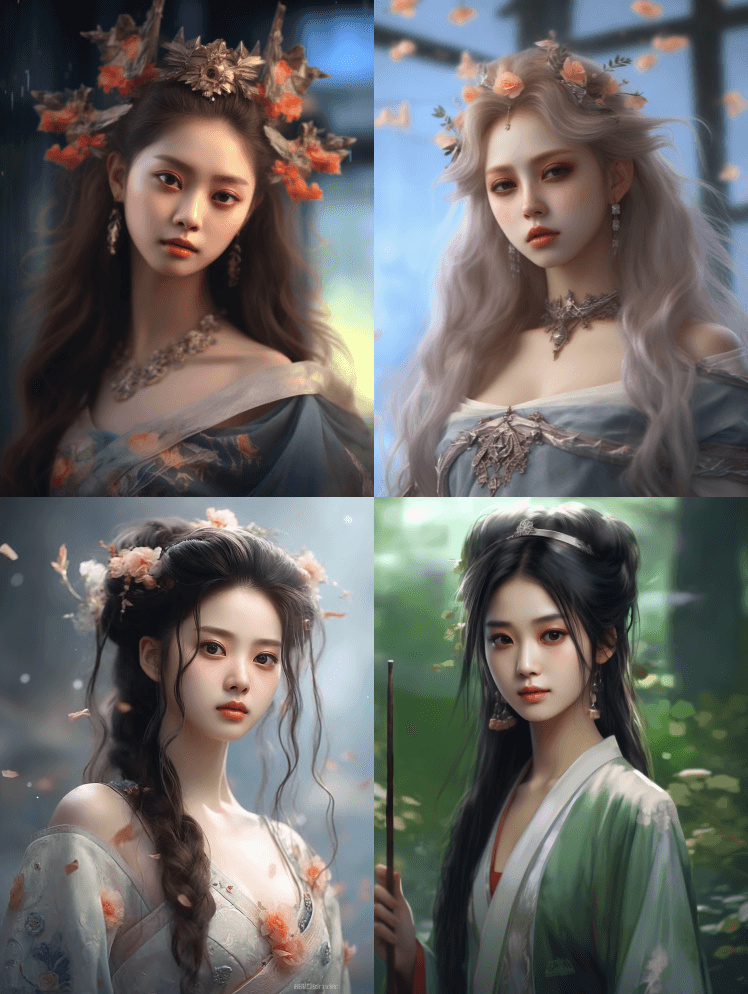 天使美，像素艺术和桌面壁纸，中国画风格， - Midjourney Prompt