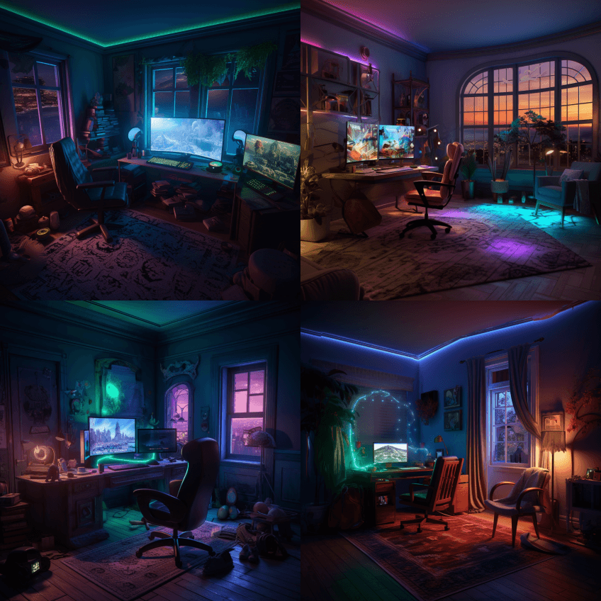 迪士尼游戏室的电影快照，采用迪士尼艺术风 - Midjourney Prompt