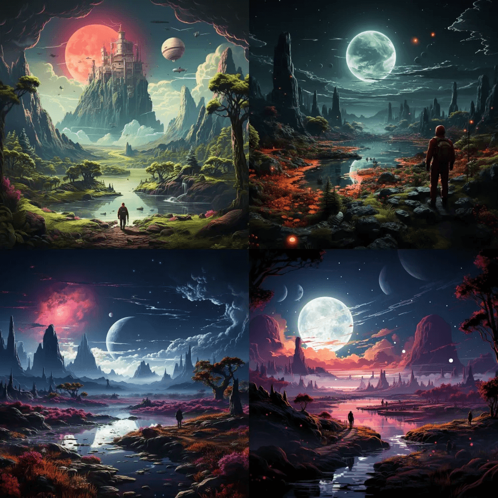 一部展现无人天空的电影，一艘来自无人天空 - Midjourney Prompt