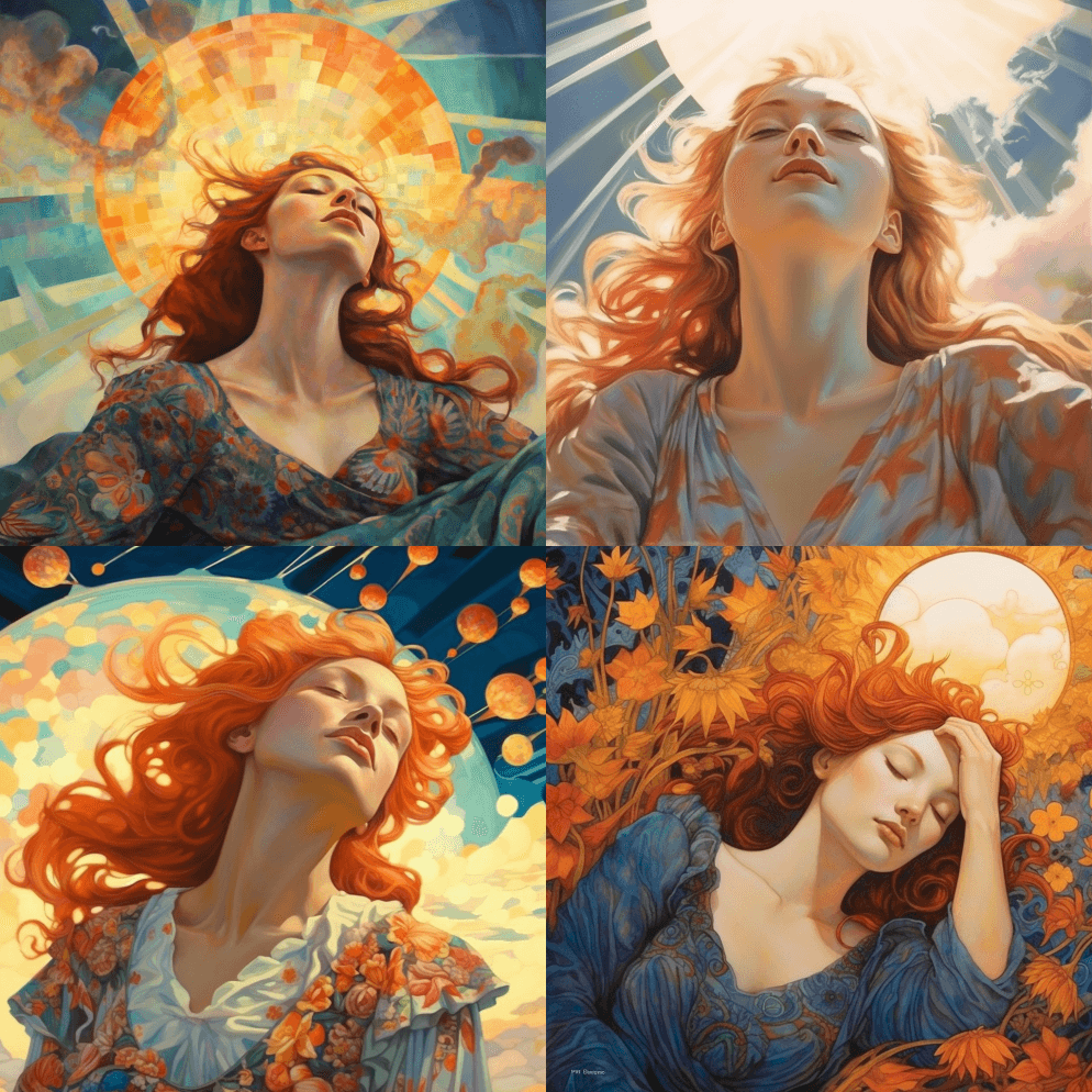 她过着幸福的生活，下意识地避免所有的冲突 - Midjourney Prompt