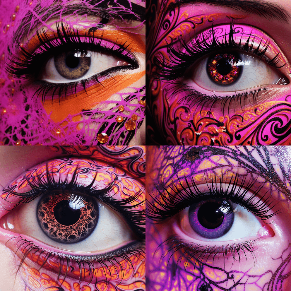 通过雪纺和丝绸的镜头伪装的美，迷人的眼睛 - Midjourney Prompt