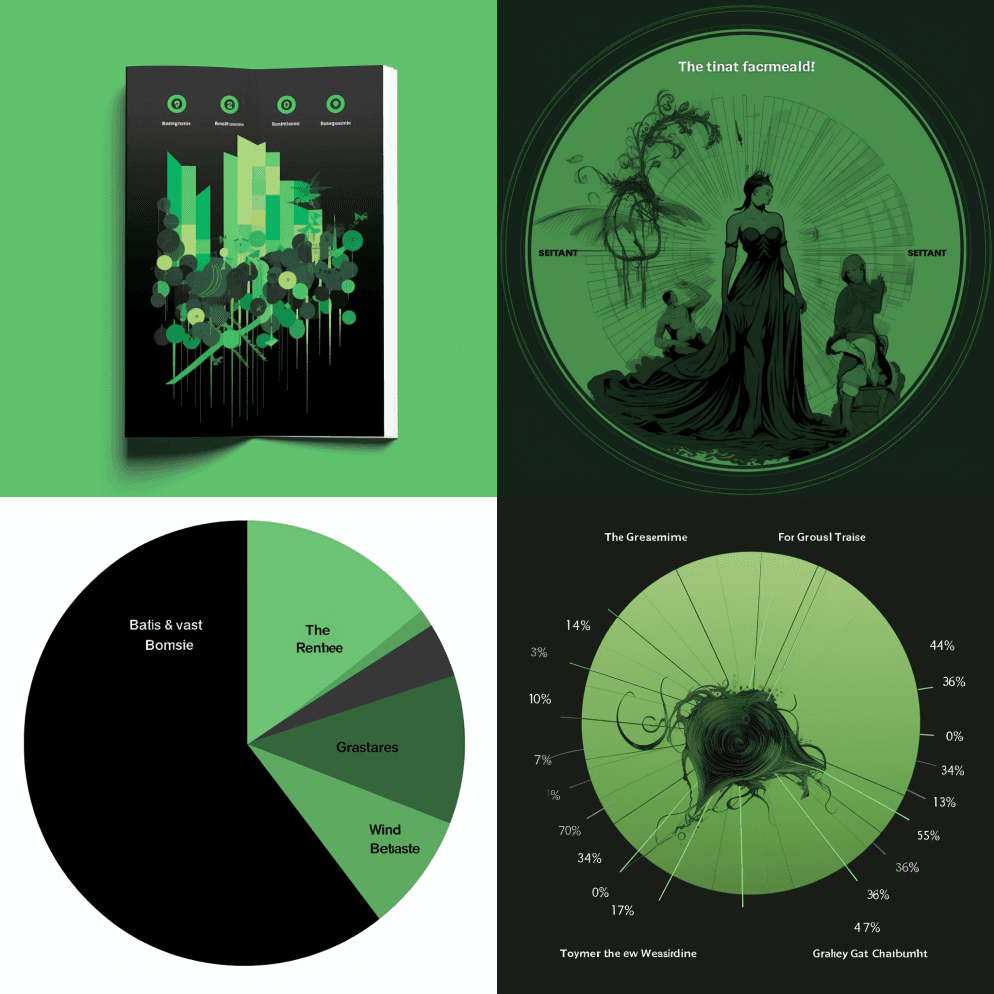 问卷上有一个绿色的图形，背景是黑色的 - Midjourney Prompt
