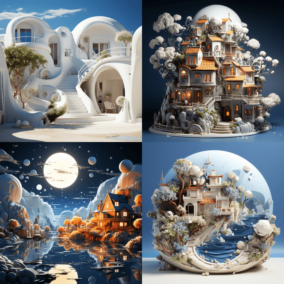 令人惊叹的生态村庄拥有有机形状的建筑，令 - Midjourney Prompt