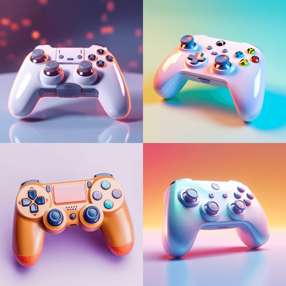 各种未来主义的游戏控制器，自然色彩，极简 - Midjourney Prompt