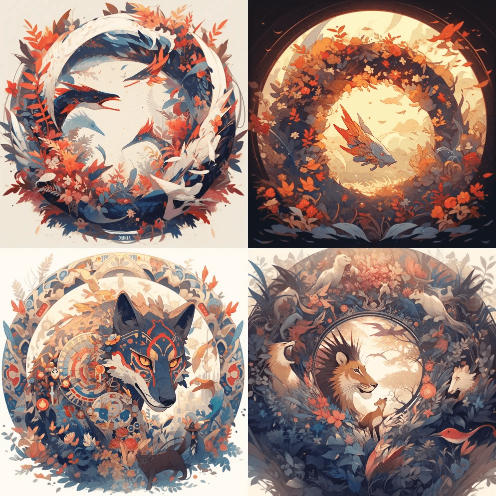 生活的循环，丛林，超现实，五颜六色，华丽 - Midjourney Prompt