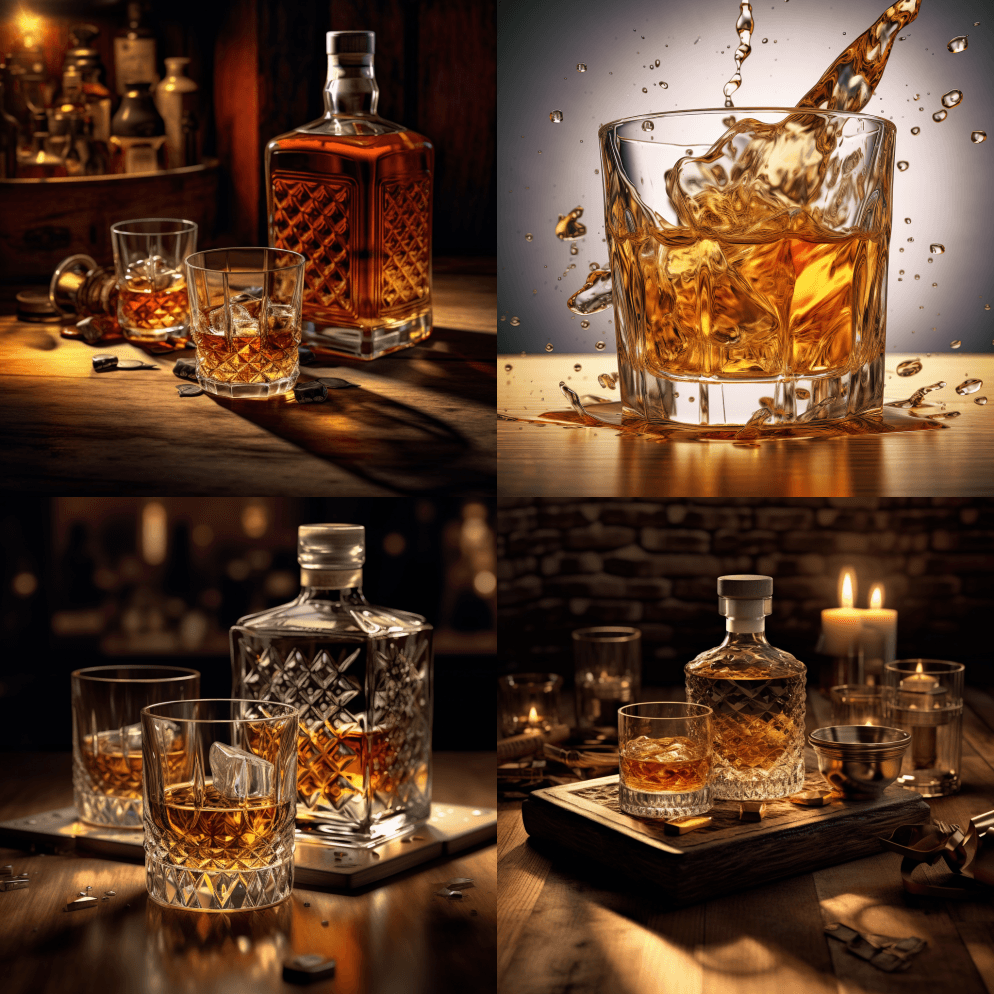 威士忌装饰品摄影，逼真，4k，细节清晰 - Midjourney Prompt