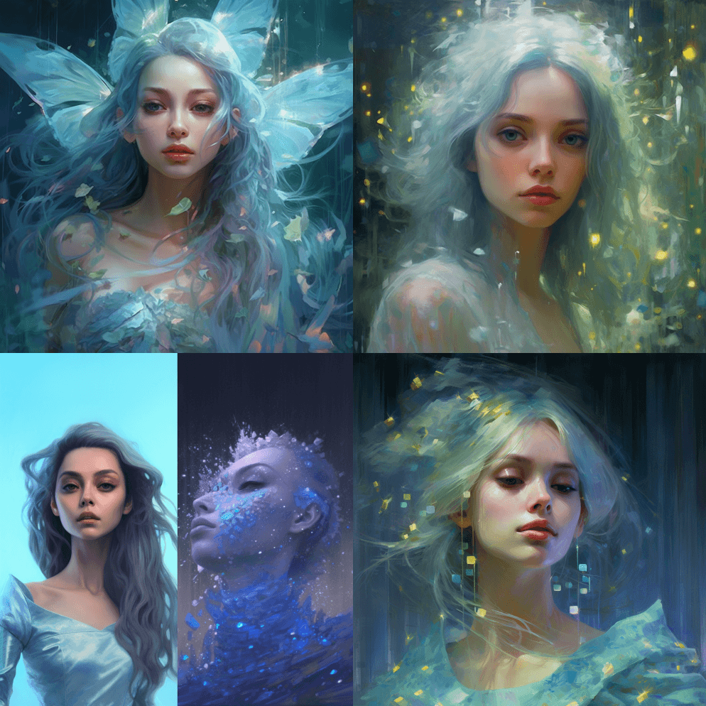 一幅包含发光闪闪的仙女尘埃的油画，以空灵 - Midjourney Prompt