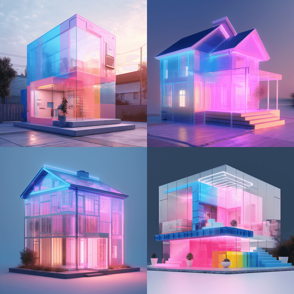 多色亚克力真人大小的房子，风格为淡粉色和 - Midjourney Prompt