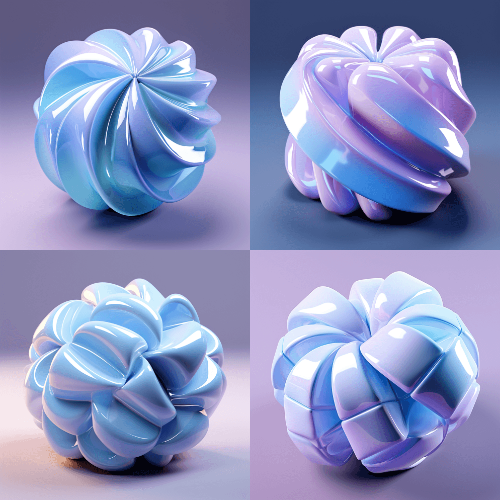 礼品盒图标，透明材质，蓝白相间，磨砂玻璃 - Midjourney Prompt