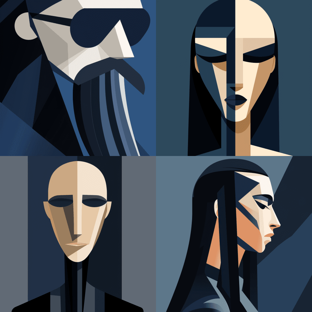 矢量人物插图,以极简的细节风格,形式,里 - Midjourney Prompt