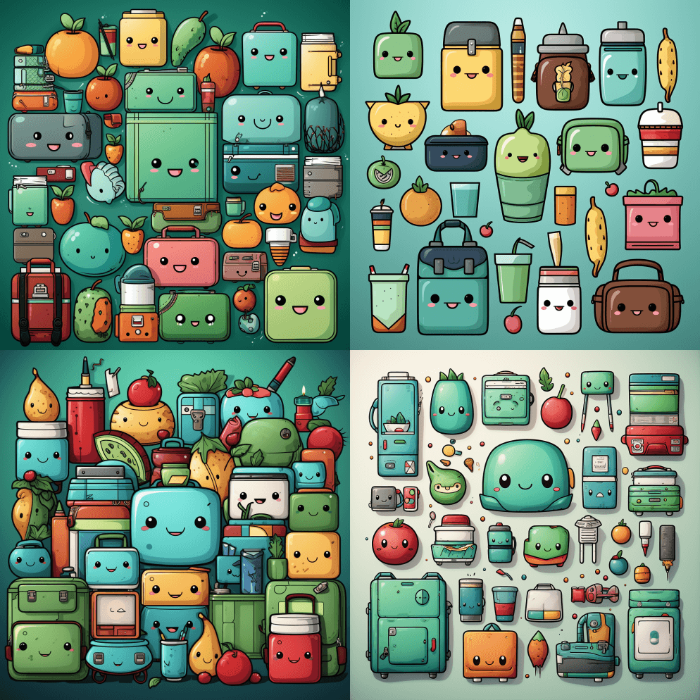 五颜六色的图案和学习用品，在富有表现力的 - Midjourney Prompt