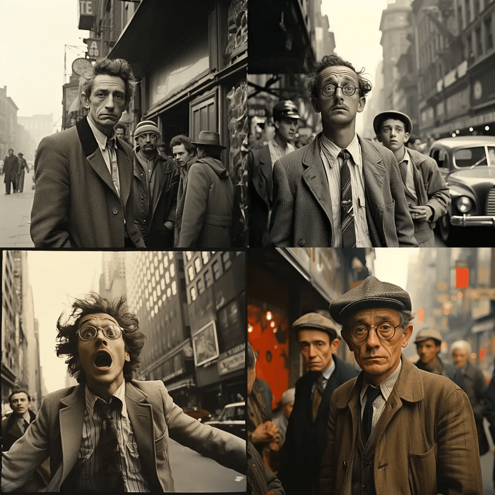 亨利·卡蒂埃-布列松的街道摄影，20世纪 - Midjourney Prompt