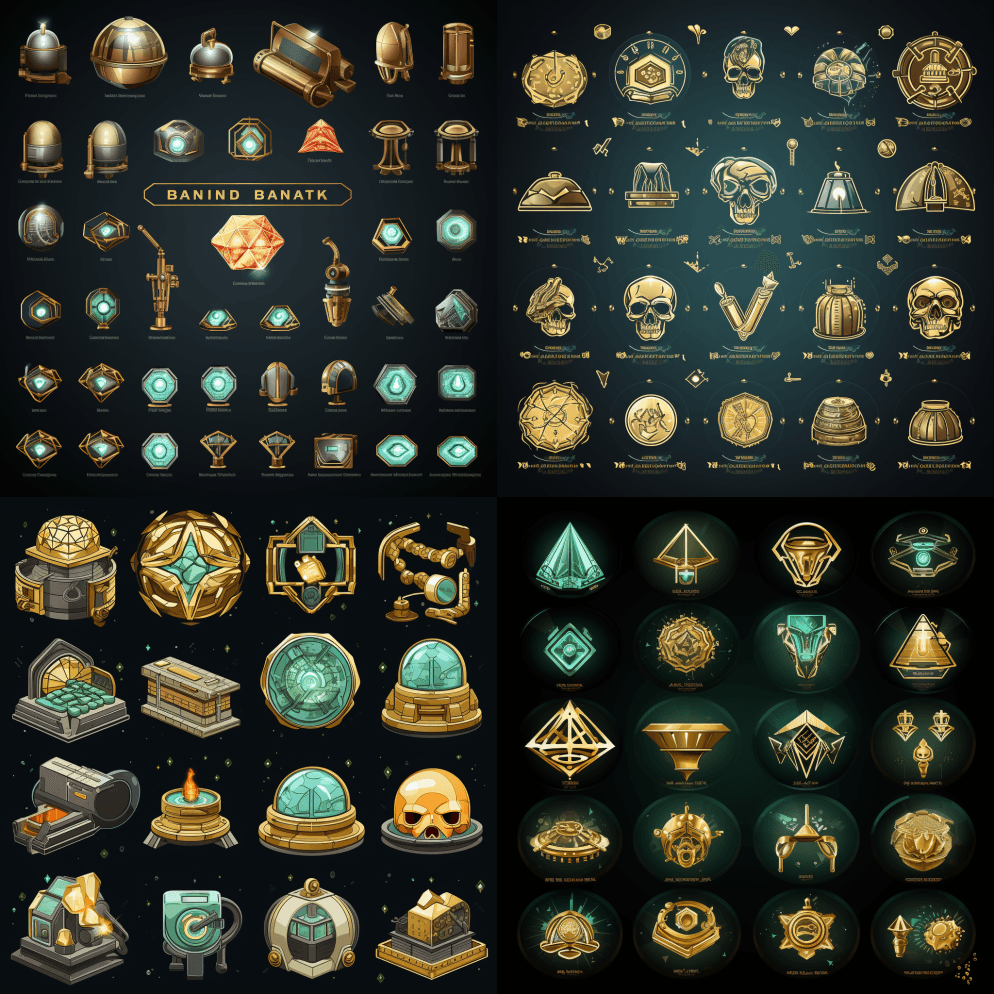 用于信息图表的一套钻石脑库图标 - Midjourney Prompt