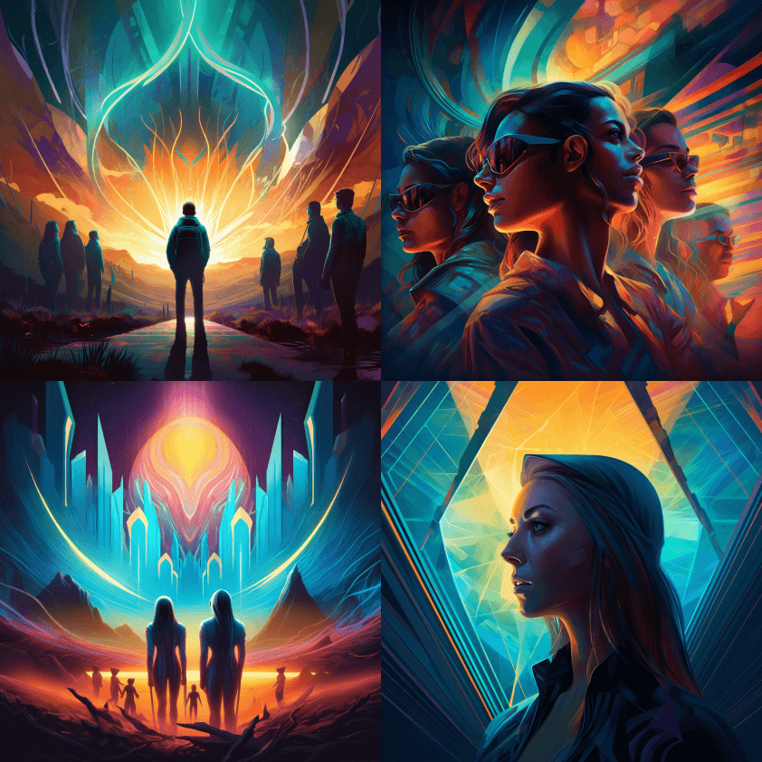 正射DMT抽象透镜耀斑颜色渐变，避难所， - Midjourney Prompt