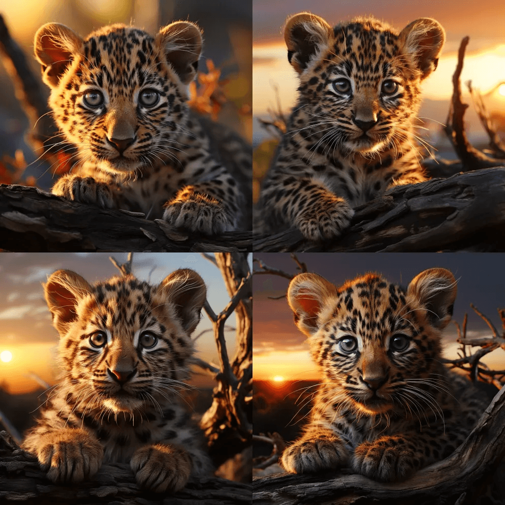 一张获奖照片，一只非常可爱的幼豹躺在一棵 - Midjourney Prompt